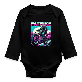 Retrowave Skeleton Biker Fatbike Retro Sunset - Body Bébé bio manches longues - noir - Devant