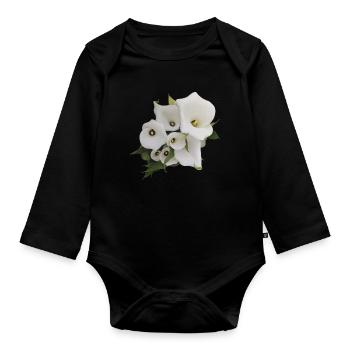 WHITE CALLAS - Organic Longsleeve Baby Bodysuit - black - Front