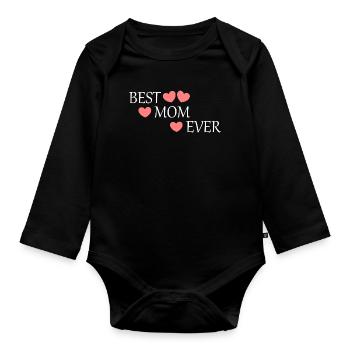 Saying Mother's Day Best Mom in the World Mother's Day Mom - Organic Longsleeve Baby Bodysuit - black - Front