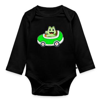 Schildkröte Auto - Baby Bio-Langarm-Body - Schwarz - Vorne
