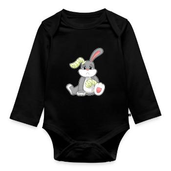 Bandage de lapin - Body Bébé bio manches longues - noir - Devant