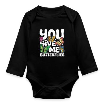 You Give Me Butterflies - Baby Bio-Langarm-Body - Schwarz - Vorne