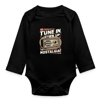 Tune In, Turn Up the Nostalgia with Vintage Radio - Baby Bio-Langarm-Body - Schwarz - Vorne
