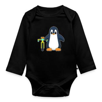 Vélo pingouin - Body Bébé bio manches longues - noir - Devant