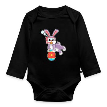 Bunny Easter Diving - Organic Longsleeve Baby Bodysuit - black - Front