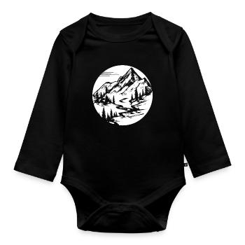 Berglandschaft Wanderweg Wandern in den Bergen - Baby Bio-Langarm-Body - Schwarz - Vorne