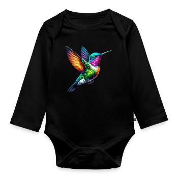 Hummingbird - Organic Longsleeve Baby Bodysuit - black - Front