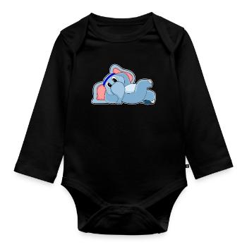 Lustiger Elefant  - Baby Bio-Langarm-Body - Schwarz - Vorne