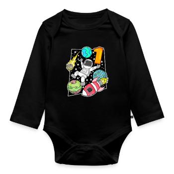 1 an - inscription à l’école - Body Bébé bio manches longues - noir - Devant