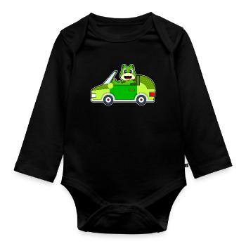 Frog Car - Organic Longsleeve Baby Bodysuit - black - Front