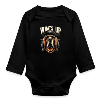Bloodhound Was geht ab Gangsta Hund Geschenk - Baby Bio-Langarm-Body - Schwarz - Vorne
