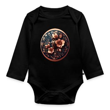 Biotechnology AI Design Flowers - Organic Longsleeve Baby Bodysuit - black - Front