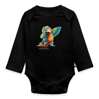 Perrot synchronisiert Gefiederte Scherben Der tropische Papagei - Baby Bio-Langarm-Body - Schwarz - Vorne