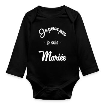 MARIEE. FUTURE MARIEE - Body Bébé bio manches longues - noir - Devant