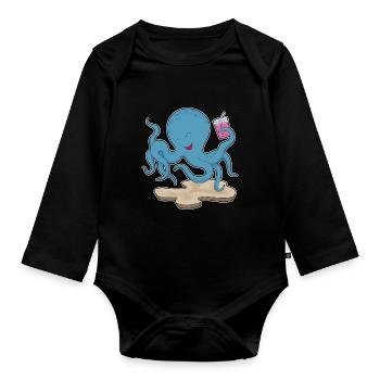 Krake Saft - Baby Bio-Langarm-Body - Schwarz - Vorne