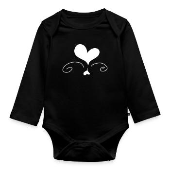 Coeur Amour Symbole Forme - Body Bébé bio manches longues - noir - Devant