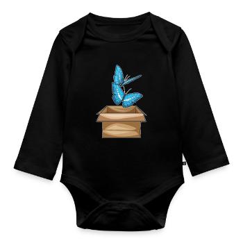 Carton papillon - Body Bébé bio manches longues - noir - Devant