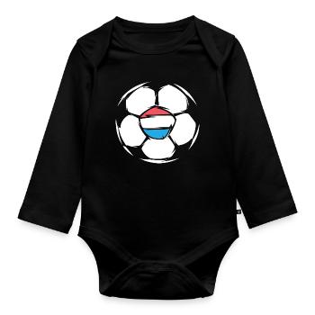 Icône de ballon d’illustration de football de l’équipe des Pays-Bas - Body Bébé bio manches longues - noir - Devant