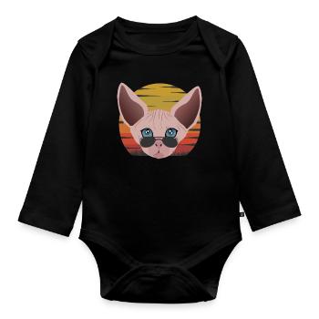 Sphinx Katze Sonnenuntergang - Baby Bio-Langarm-Body - Schwarz - Vorne