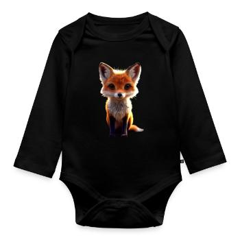 Renard J’aime les renards Renard roux Renard mignon sauvage - Body Bébé bio manches longues - noir - Devant