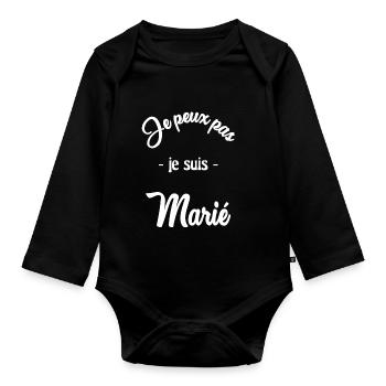 JE PEUX PAS. MARIE. FUTUR MARIE. EVJF. TEAM. TEAM - Body Bébé bio manches longues - noir - Devant