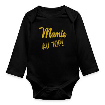MAMIE - Body Bébé bio manches longues - noir - Devant