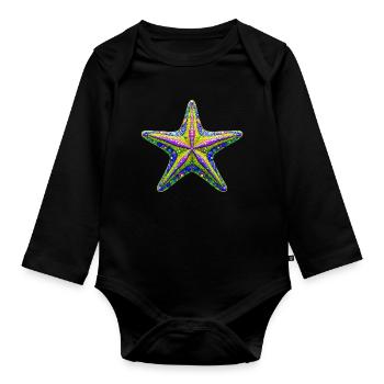 Seestern - Baby Bio-Langarm-Body - Schwarz - Vorne