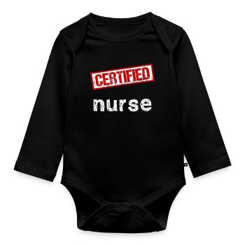 Krankenschwester - Baby Bio-Langarm-Body - Schwarz - Vorne