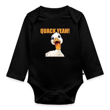 Womens Quak Yeah Funny Duck - Baby Bio-Langarm-Body - Schwarz - Vorne
