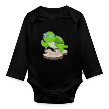Lunettes de tortue - Body Bébé bio manches longues - noir - Devant