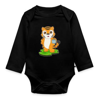 Tasse de tigre - Body Bébé bio manches longues - noir - Devant
