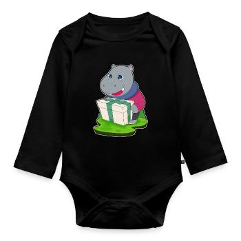 Forfait de Noël hippopotame - Body Bébé bio manches longues - noir - Devant