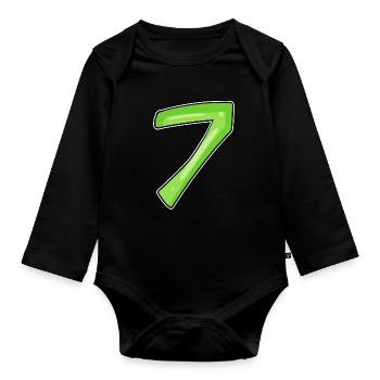 7 - sieben grün - Baby Bio-Langarm-Body - Schwarz - Vorne