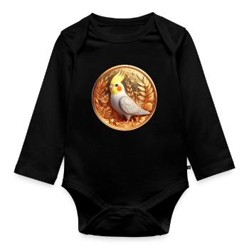 Medal (01) - Organic Longsleeve Baby Bodysuit - black - Front