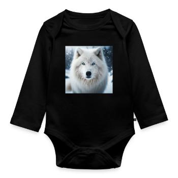 Arctic Wolf - Organic Longsleeve Baby Bodysuit - black - Front