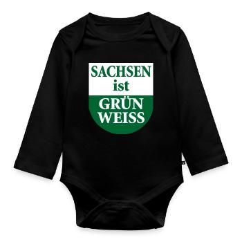 La Saxe est un drapeau vert blanc de l’État - Body Bébé bio manches longues - noir - Devant