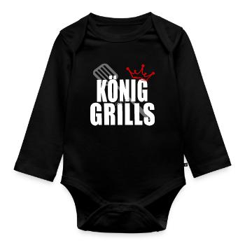 King of the Grill Crown Gill Cutlery - Organic Longsleeve Baby Bodysuit - black - Front