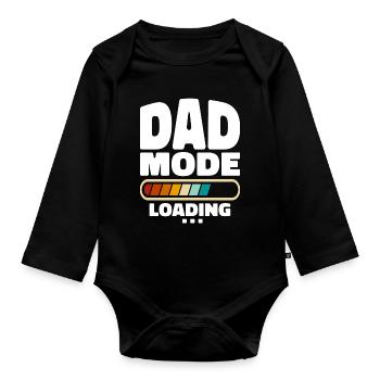 Lustiger Dad-Modus Loading Zitat Bester Vater aller Zeiten - Baby Bio-Langarm-Body - Schwarz - Vorne