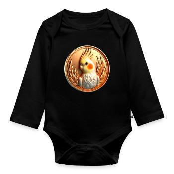 Medal (05) - Organic Longsleeve Baby Bodysuit - black - Front