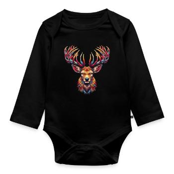 Deer - Organic Longsleeve Baby Bodysuit - black - Front