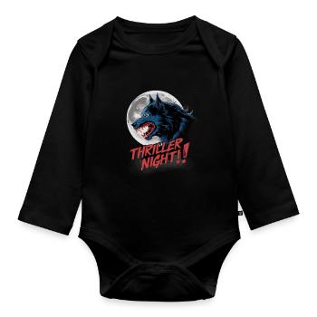 Thriller Nacht der Werwölfe und Mondscheinheulen - Baby Bio-Langarm-Body - Schwarz - Vorne