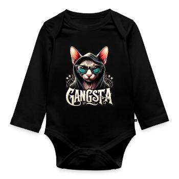 Sphynx Cat Cool Gangsta Gangster Cadeau - Body Bébé bio manches longues - noir - Devant