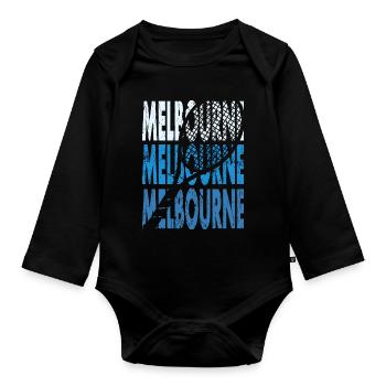 Tennis Shirt Melbourne Turnier Australien Design - Baby Bio-Langarm-Body - Schwarz - Vorne