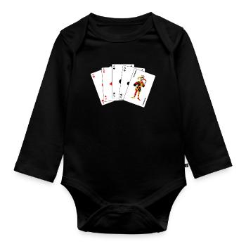 Five cards Five of a kind - Organic Longsleeve Baby Bodysuit - black - Front