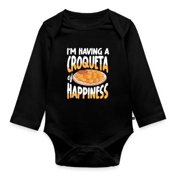 I'm Having A Croqueta of Happiness - Baby Bio-Langarm-Body - Schwarz - Vorne