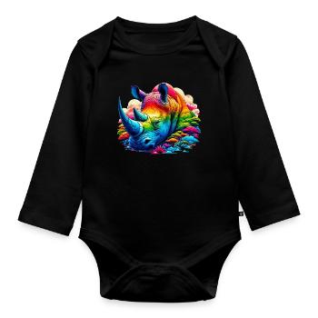 Rhinoceros - Organic Longsleeve Baby Bodysuit - black - Front