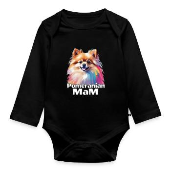 Funny Pomeranian Pomeranian for Dog Mom - Organic Longsleeve Baby Bodysuit - black - Front