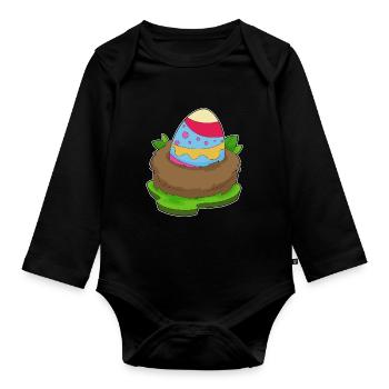 Œuf de Pâques - Body Bébé bio manches longues - noir - Devant