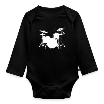 Trapset Drawing - Organic Longsleeve Baby Bodysuit - black - Front