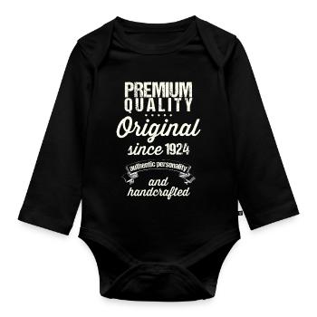 Year 1924 - Organic Longsleeve Baby Bodysuit - black - Front